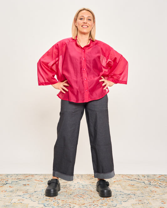 Camicia Over Corta In Cotone Leggero