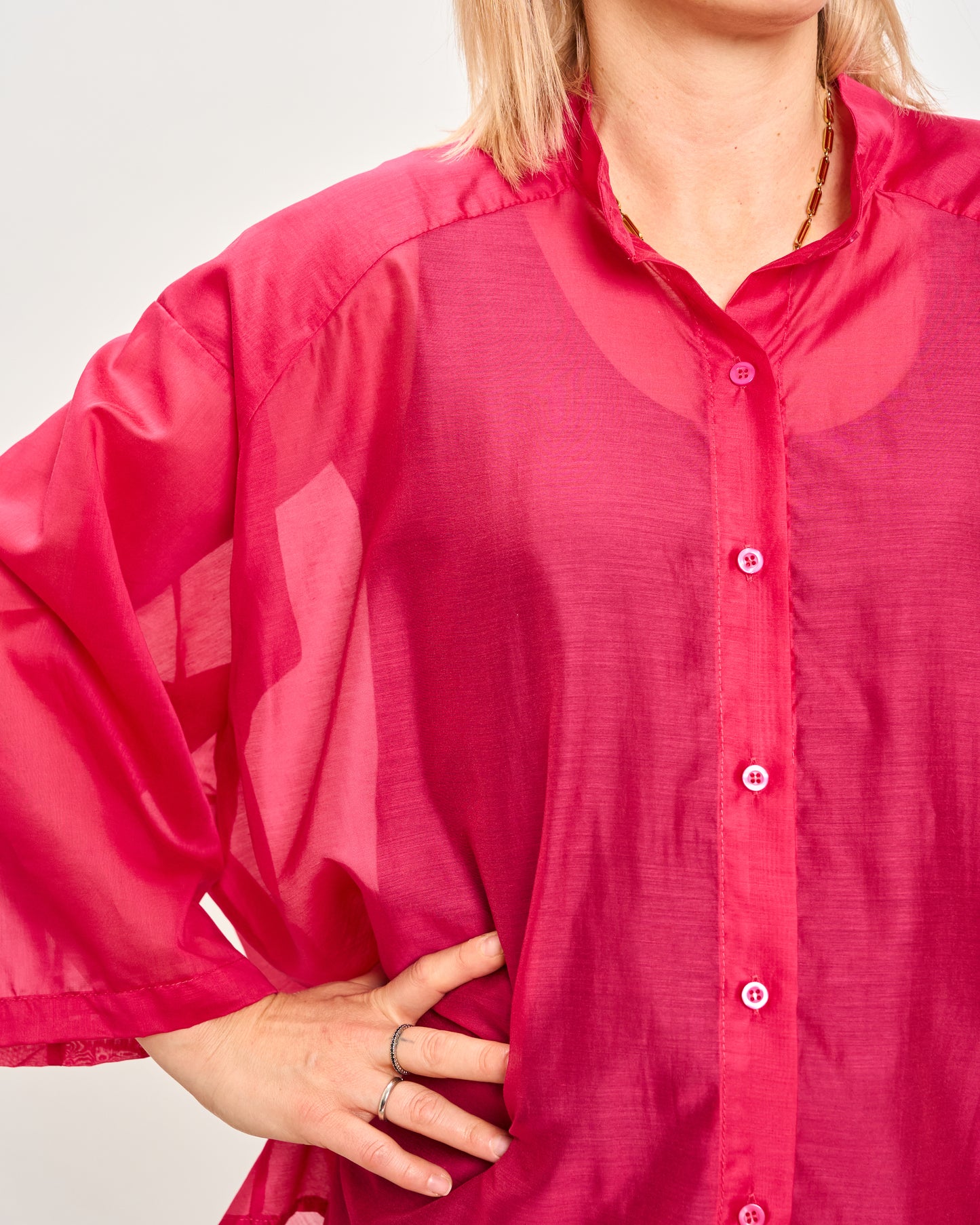 Short Oversized Shirt in Lightweight Cotton