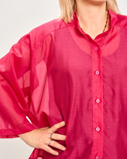 Short Oversized Shirt in Lightweight Cotton