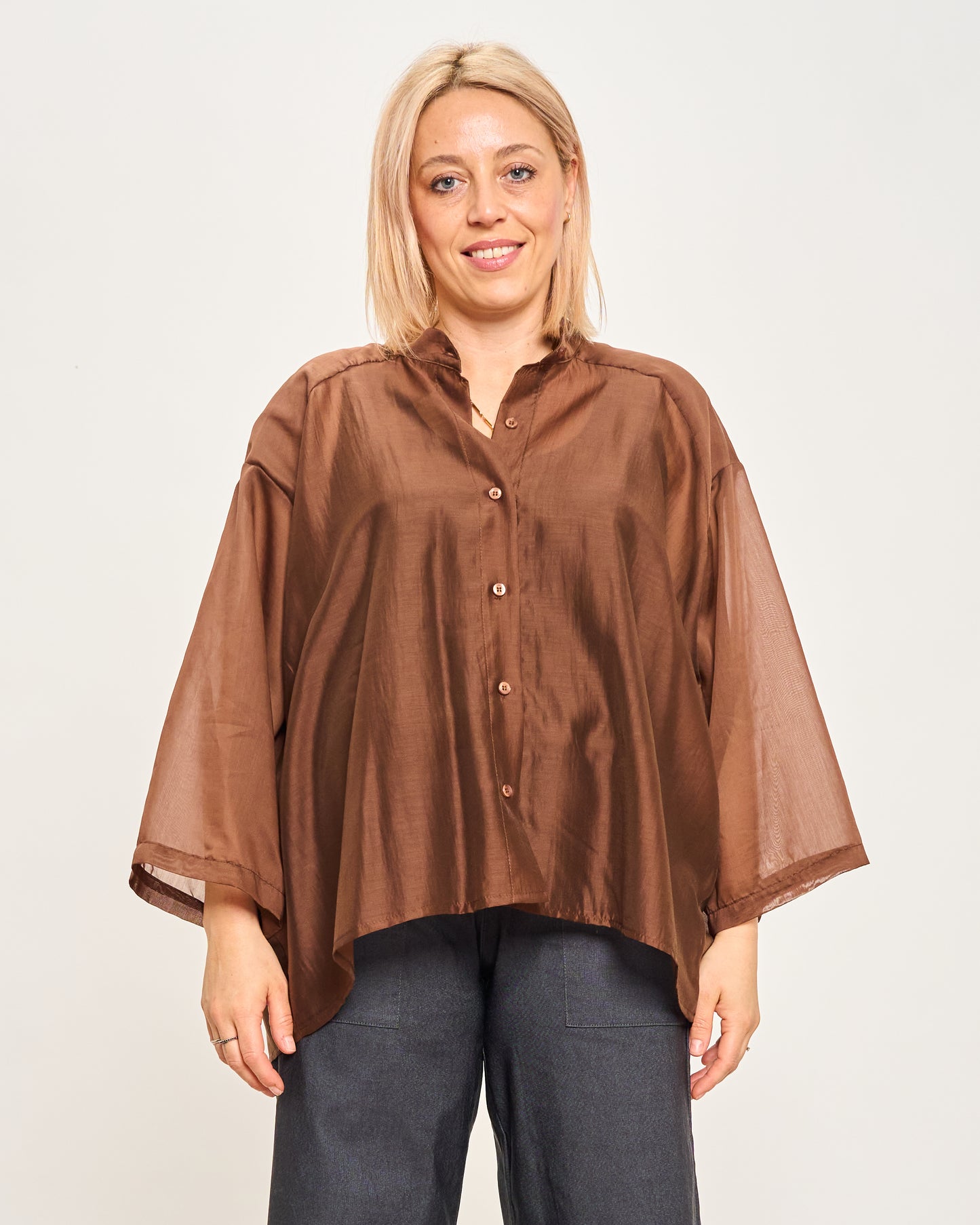 Short Oversized Shirt in Lightweight Cotton