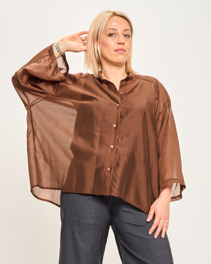 Short Oversized Shirt in Lightweight Cotton