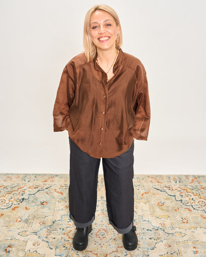 Short Oversized Shirt in Lightweight Cotton