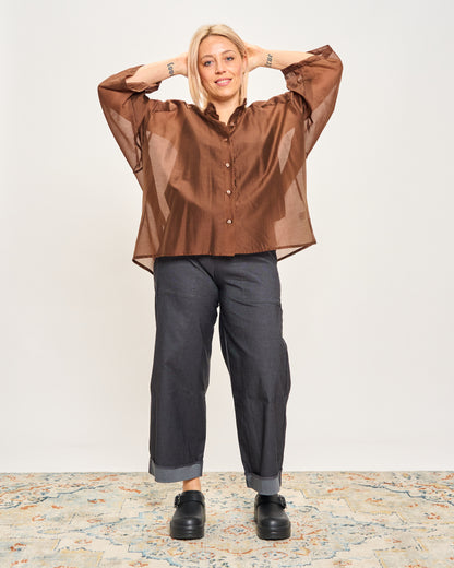 Short Oversized Shirt in Lightweight Cotton