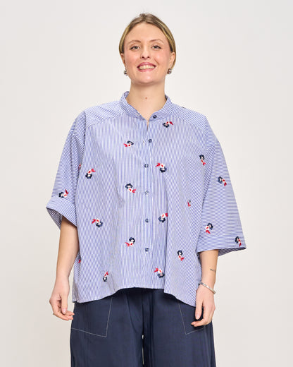 Camicia Over Corta con Ricami