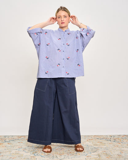 Camicia Over Corta con Ricami