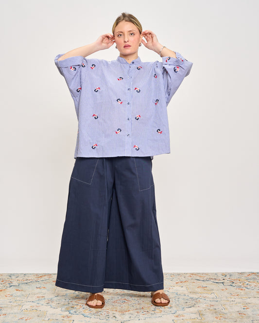 Camicia Over Corta con Ricami