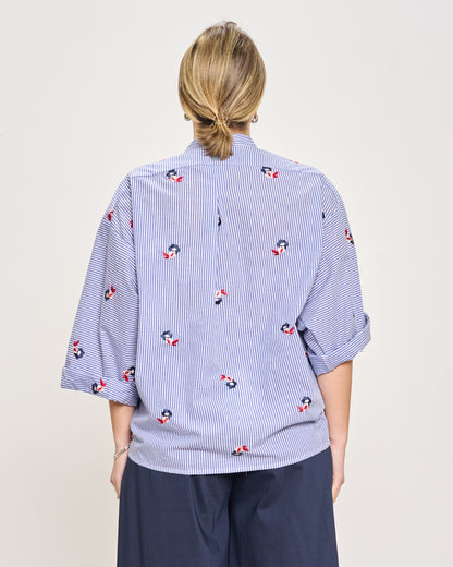 Camicia Over Corta con Ricami