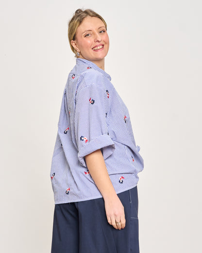 Camicia Over Corta con Ricami