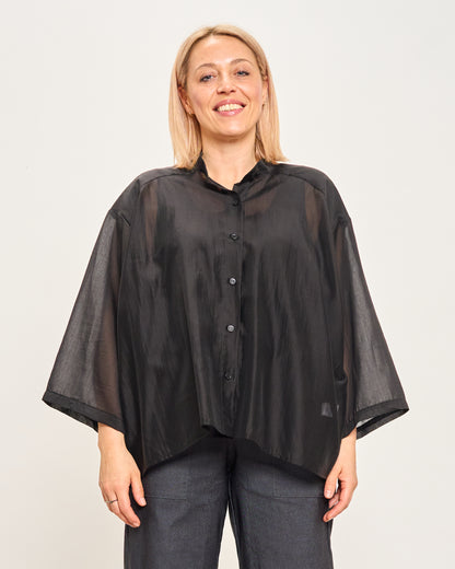 Short Oversized Shirt in Lightweight Cotton
