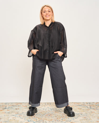 Short Oversized Shirt in Lightweight Cotton
