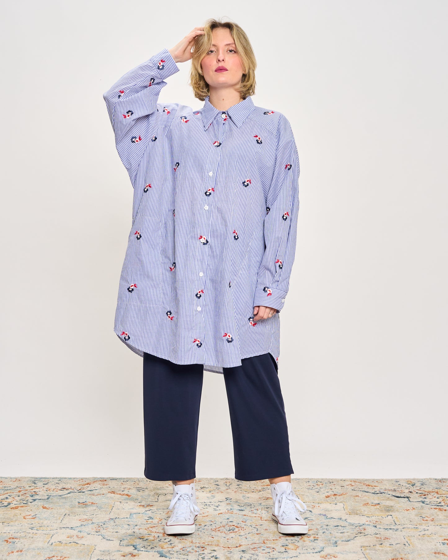 "Mille Righe" Shirt with Embroidery