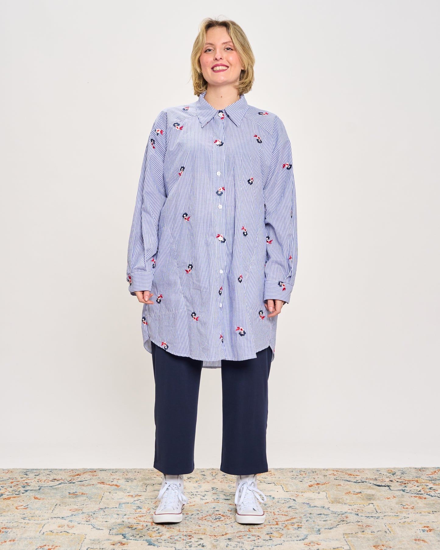 "Mille Righe" Shirt with Embroidery