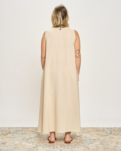 Sleeveless Dress with Frog Fastening