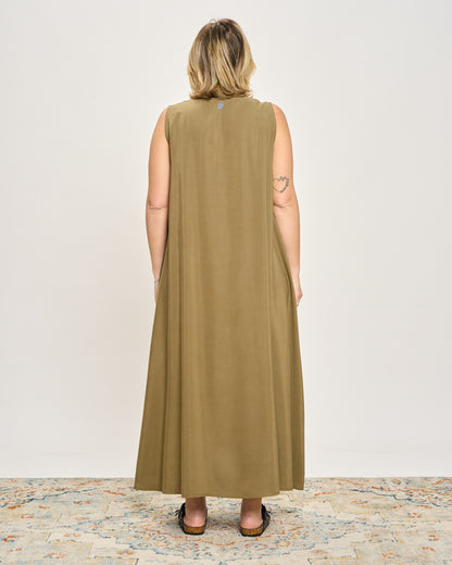 Sleeveless Dress with Frog Fastening