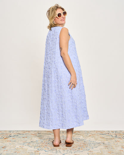 Striped Sleeveless Dress with Frog Fastening