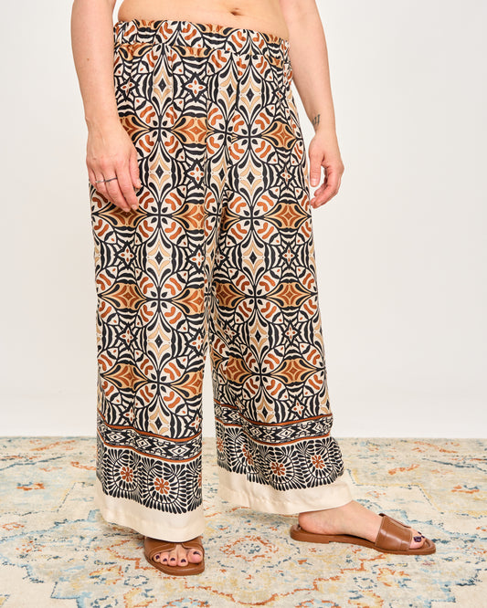 Pantalone Crop in Viscosa Stampata