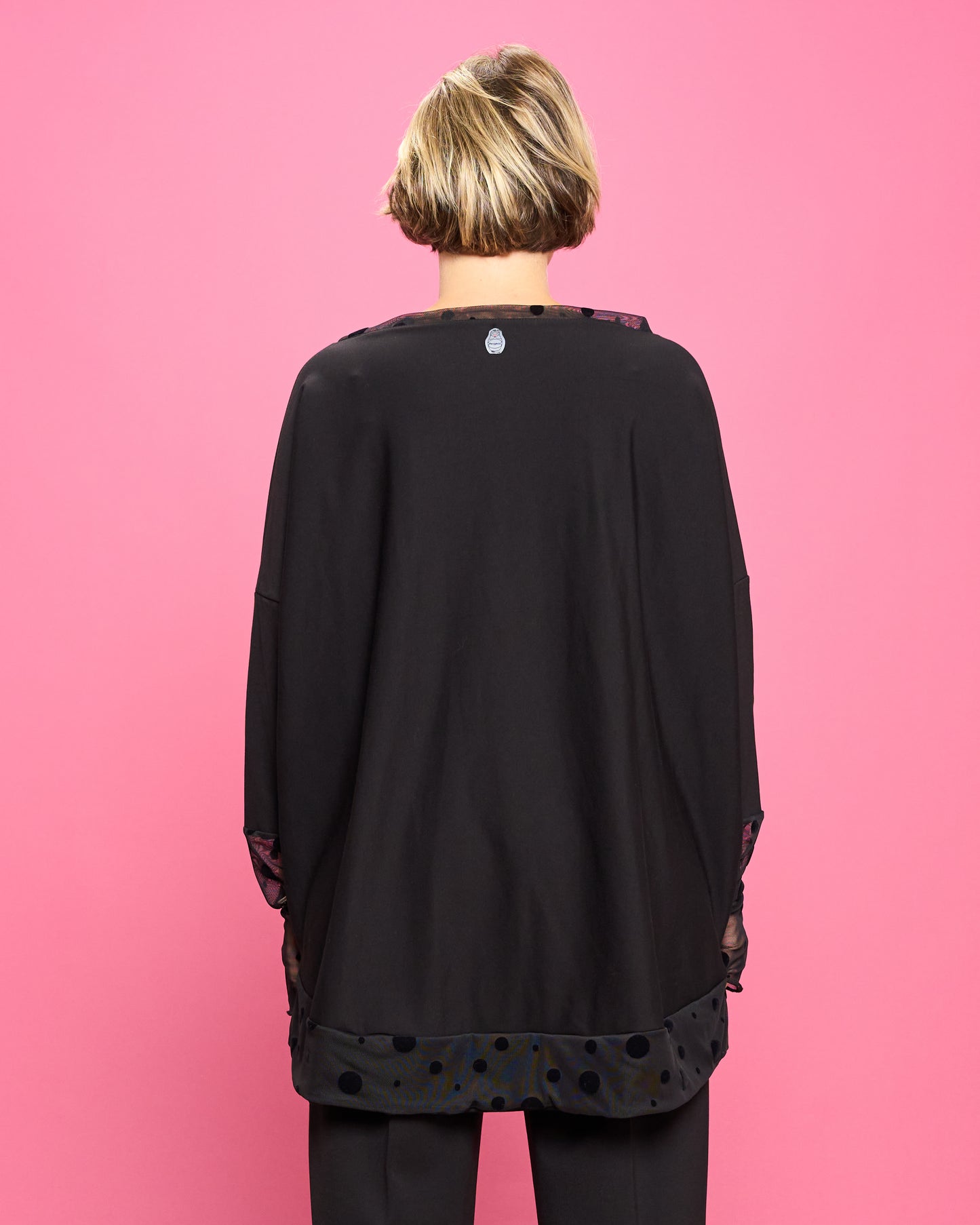 Maximaglia a Scatola con Dettagli in Tulle Devore