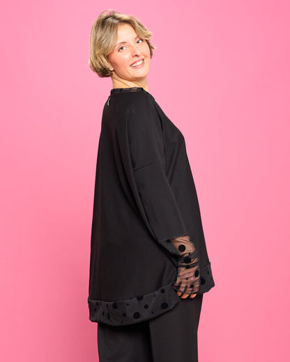 Maximaglia a Scatola con Dettagli in Tulle Devore