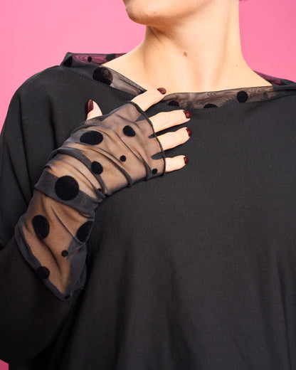 Maximaglia a Scatola con Dettagli in Tulle Devore