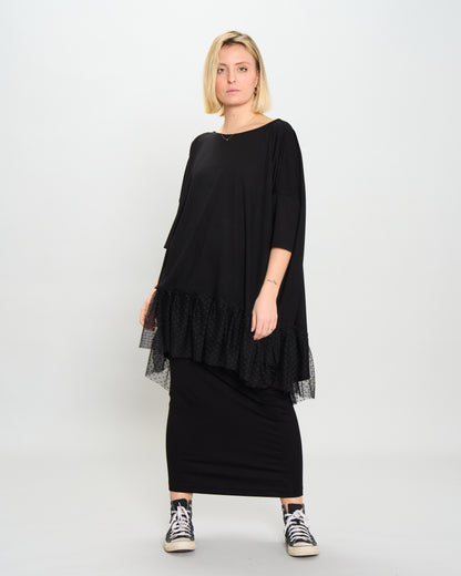 Box Maxi Dress with Tulle Details