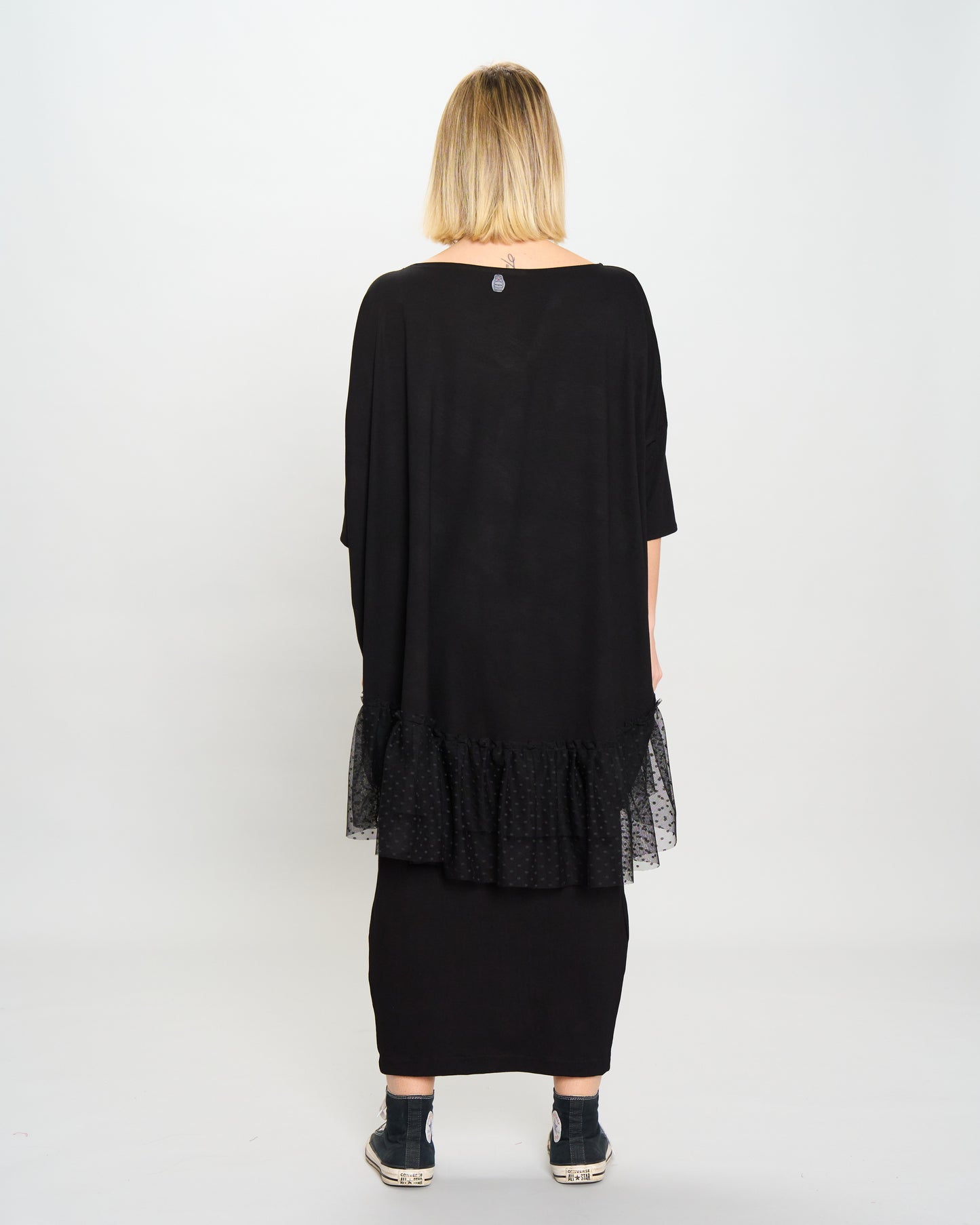 Box Maxi Dress with Tulle Details