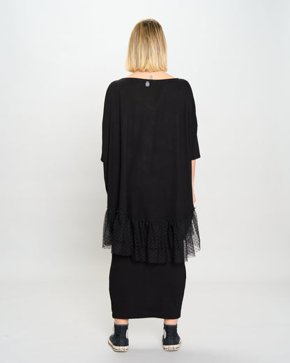 Box Maxi Dress with Tulle Details