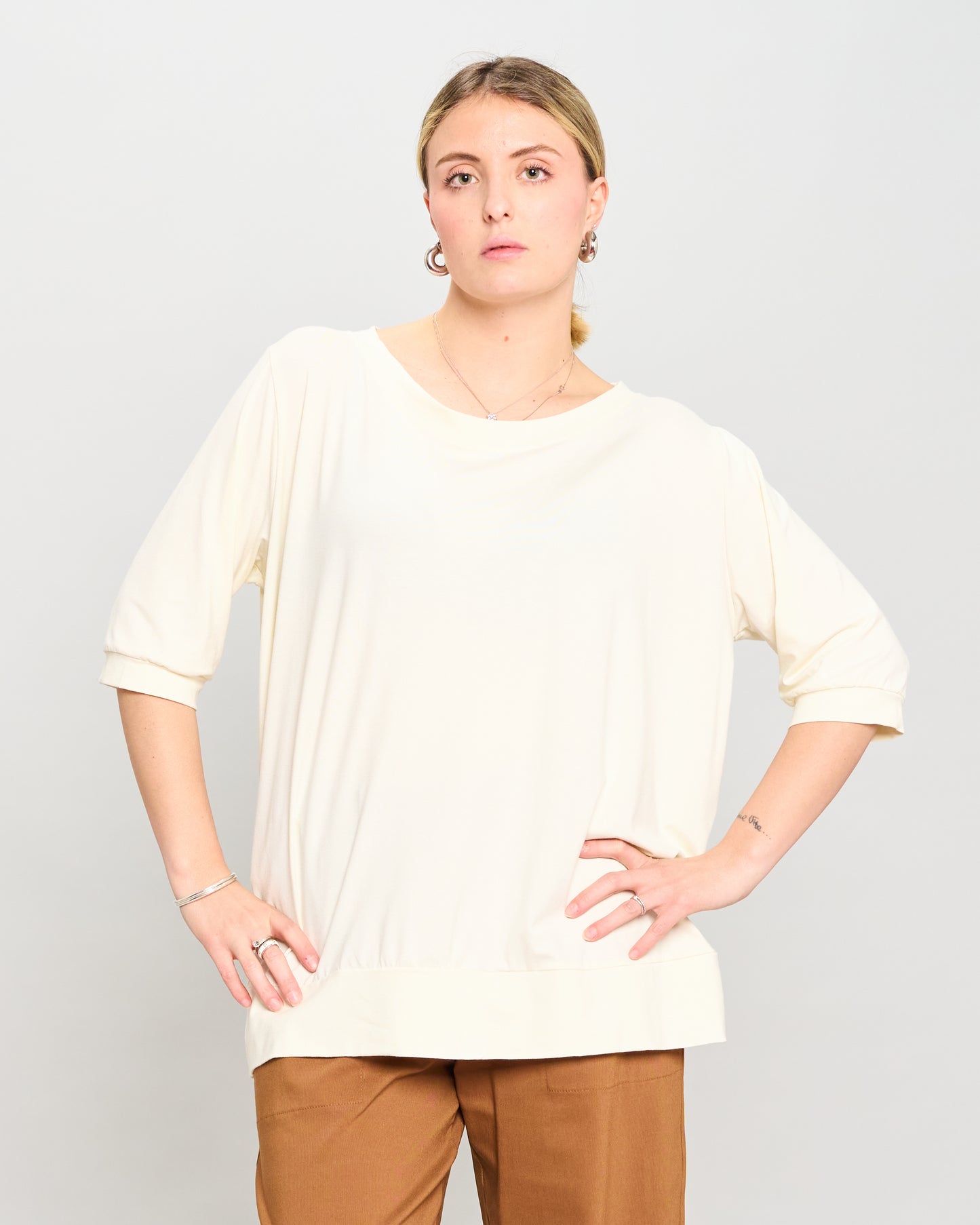 Basic Cream Viscose Blouse