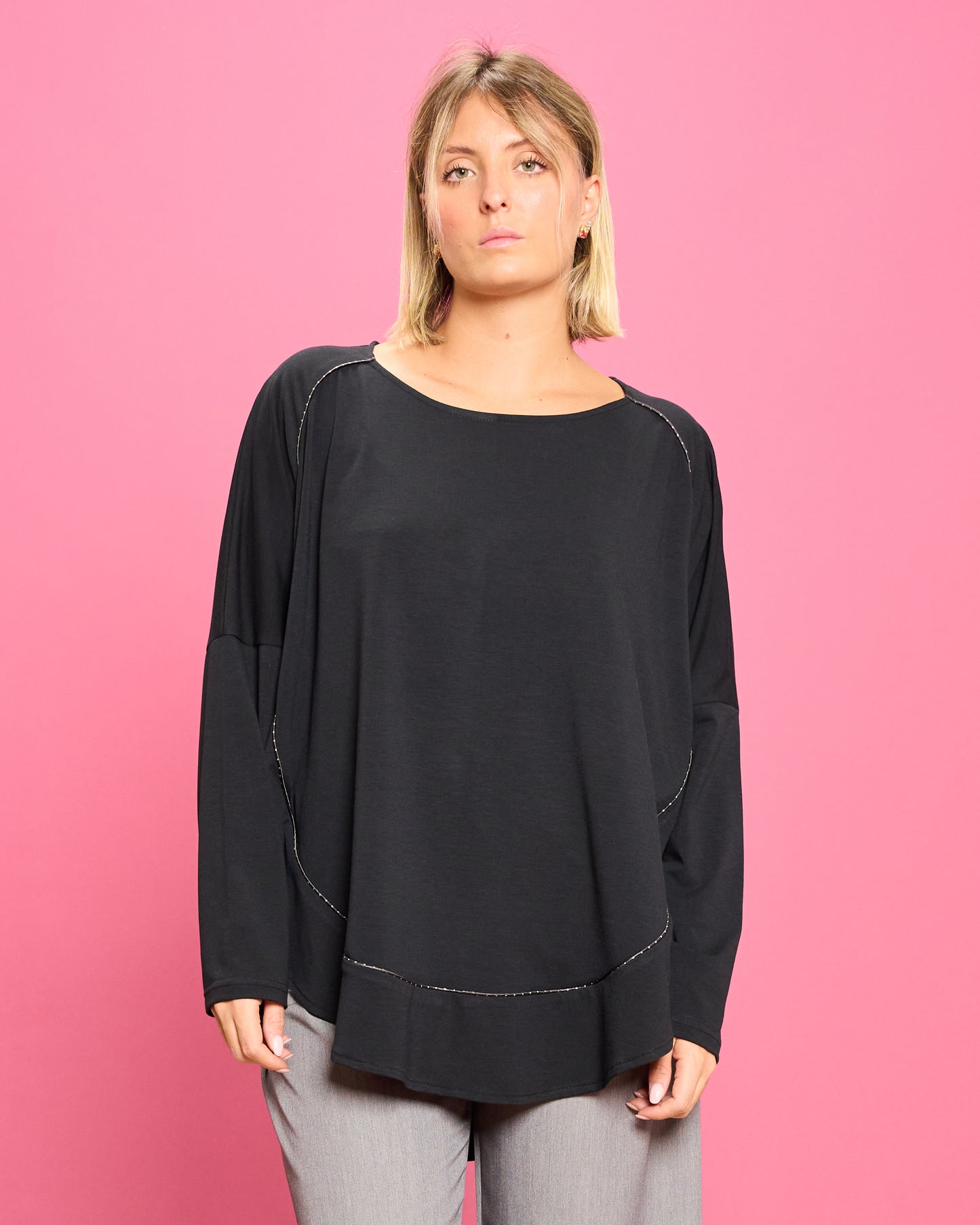 Maxi Maglia Rotonda Bordata