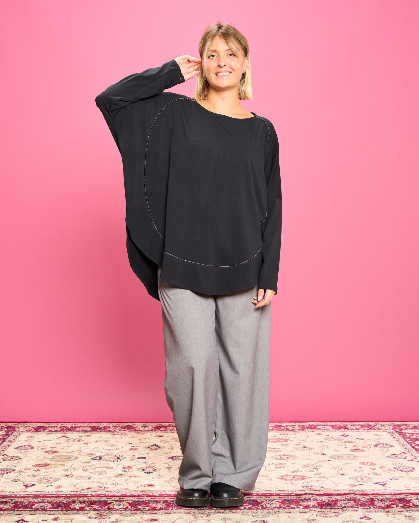 Maxi Maglia Rotonda Bordata