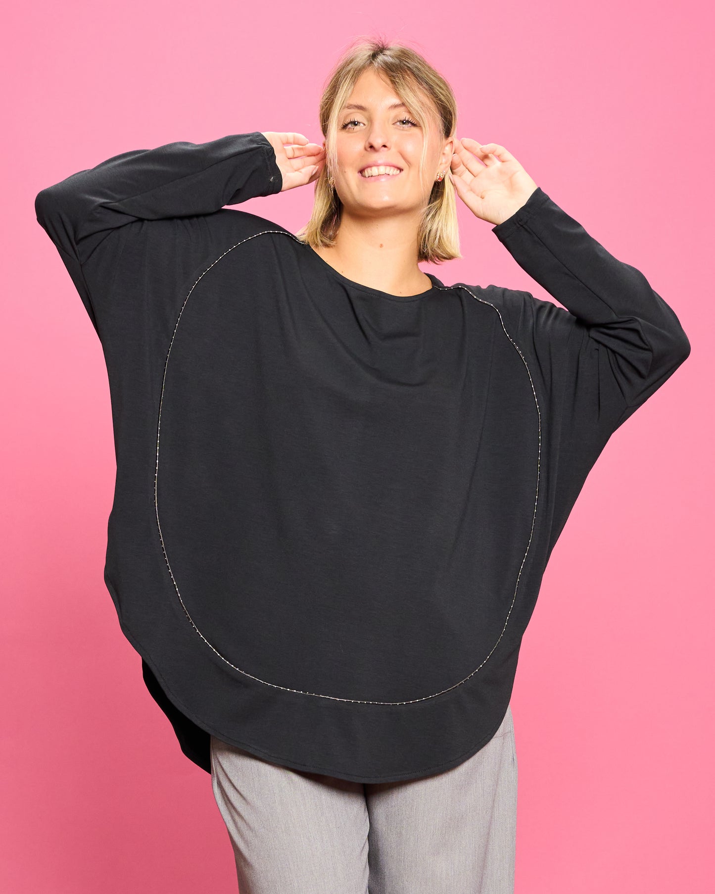 Maxi Maglia Rotonda Bordata