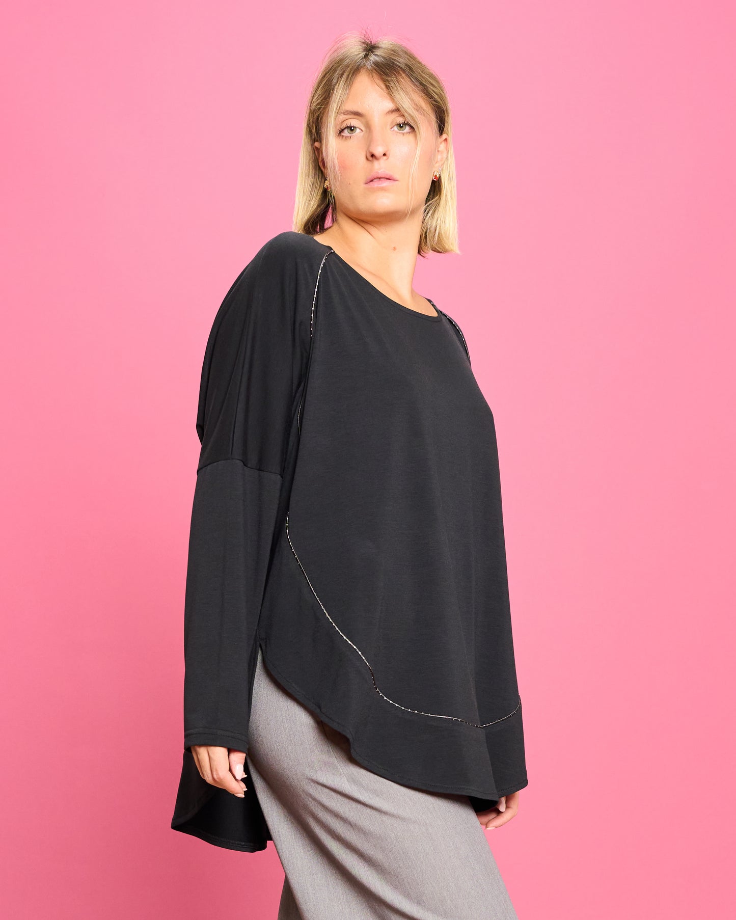 Maxi Maglia Rotonda Bordata