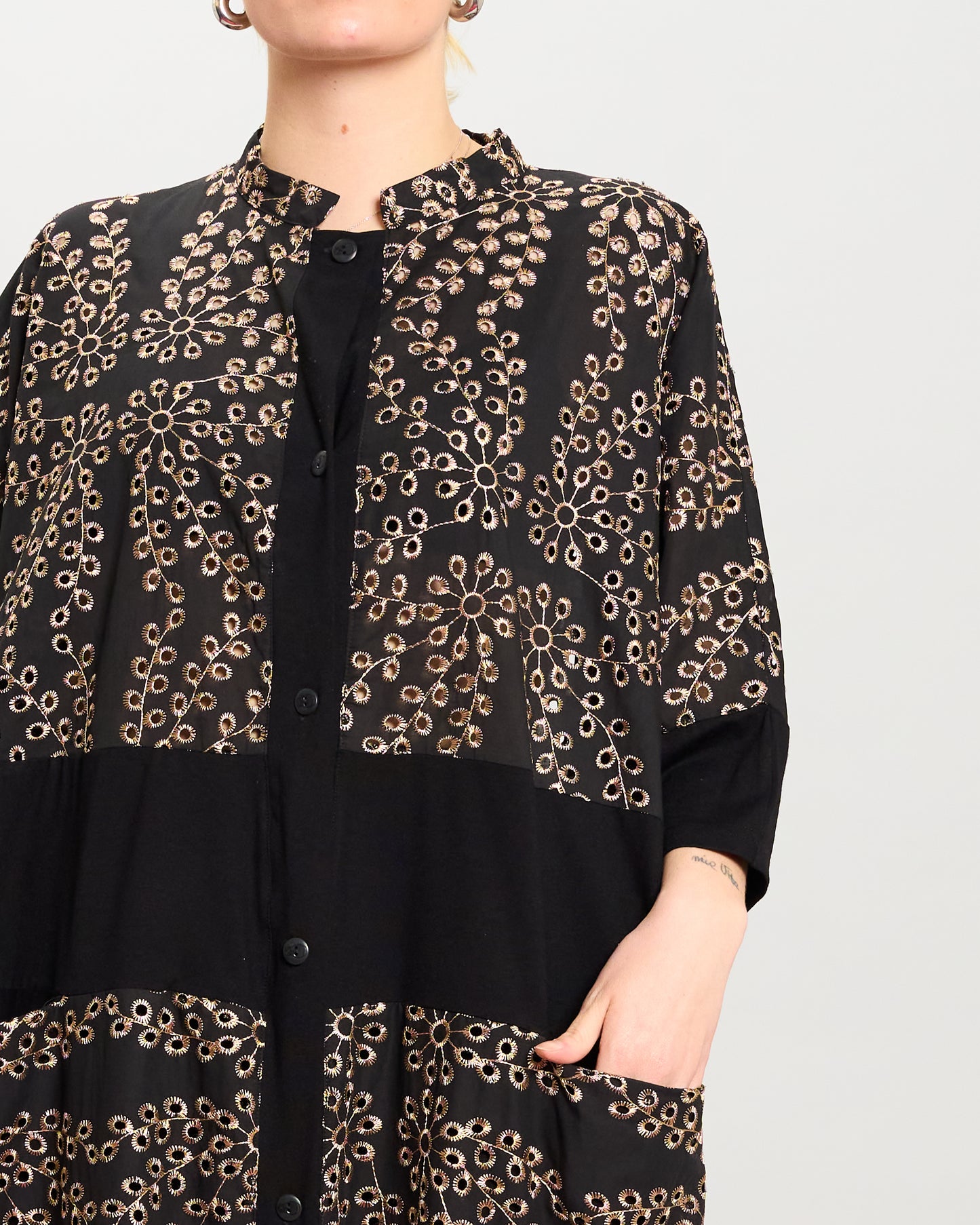 Abito Camicia in Cotone Ricamato