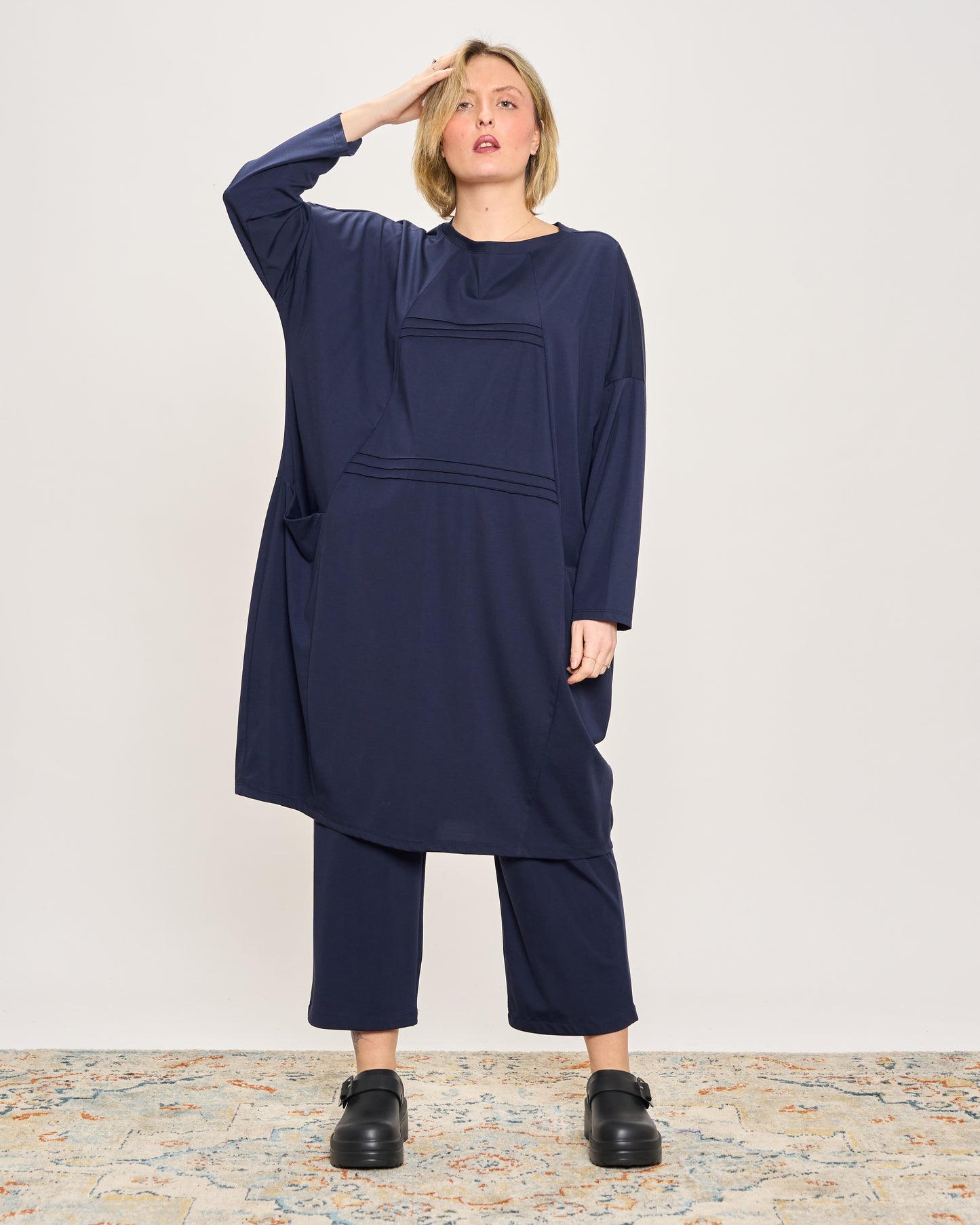 Short Dress with Pleated Detail