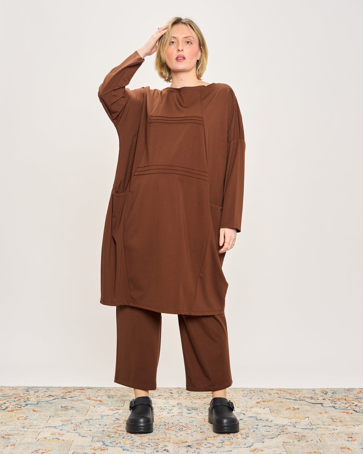 Short Dress with Pleated Detail