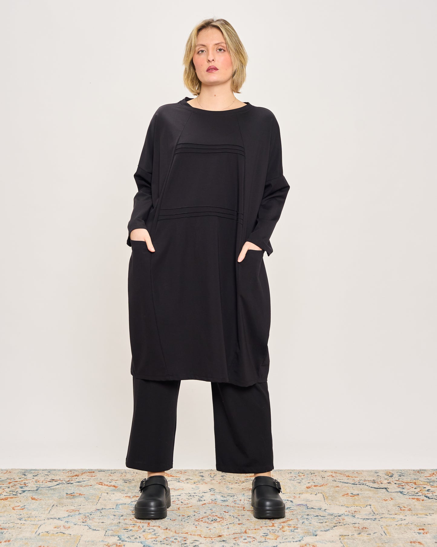 Short Dress with Pleated Detail