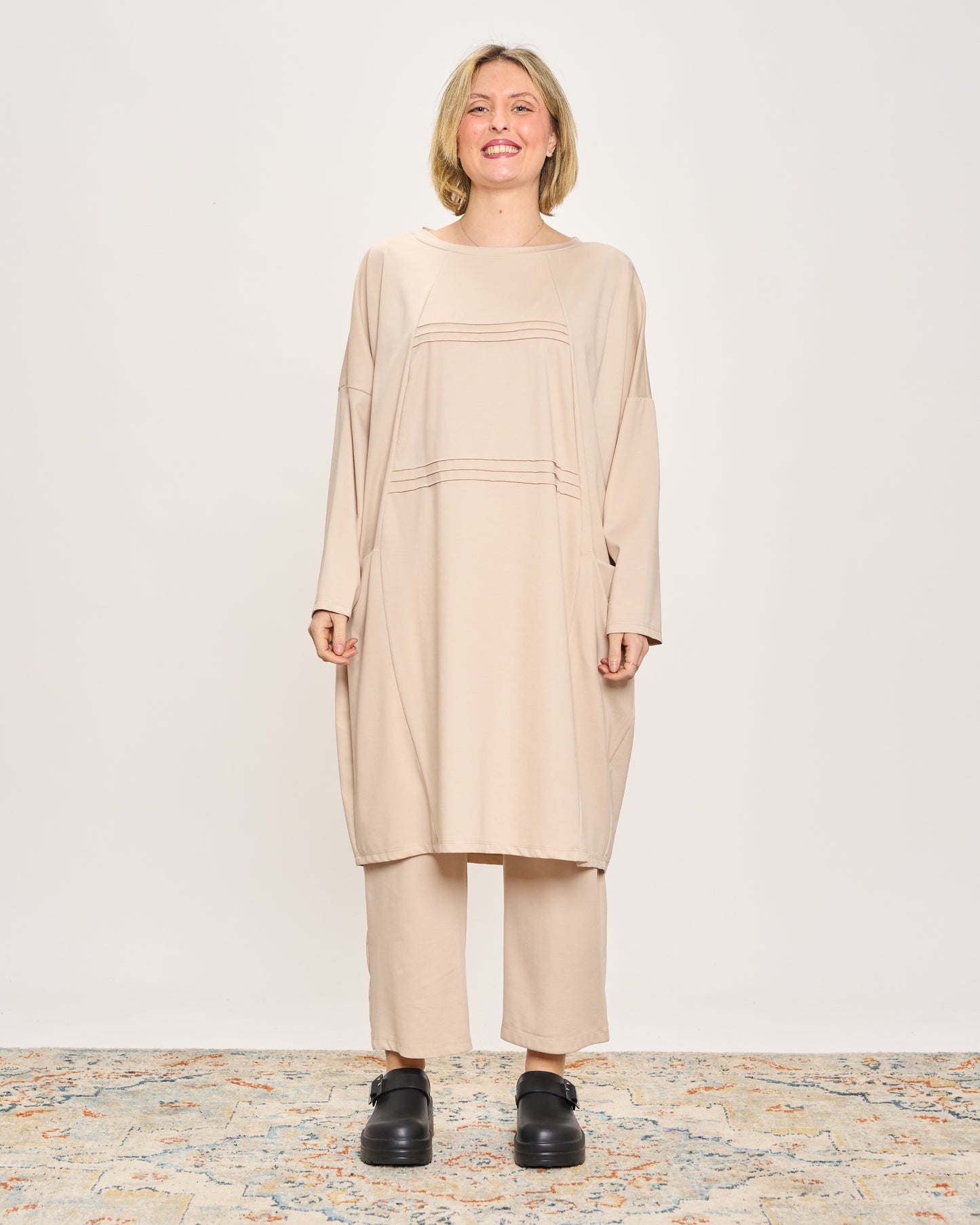 Short Dress with Pleated Detail