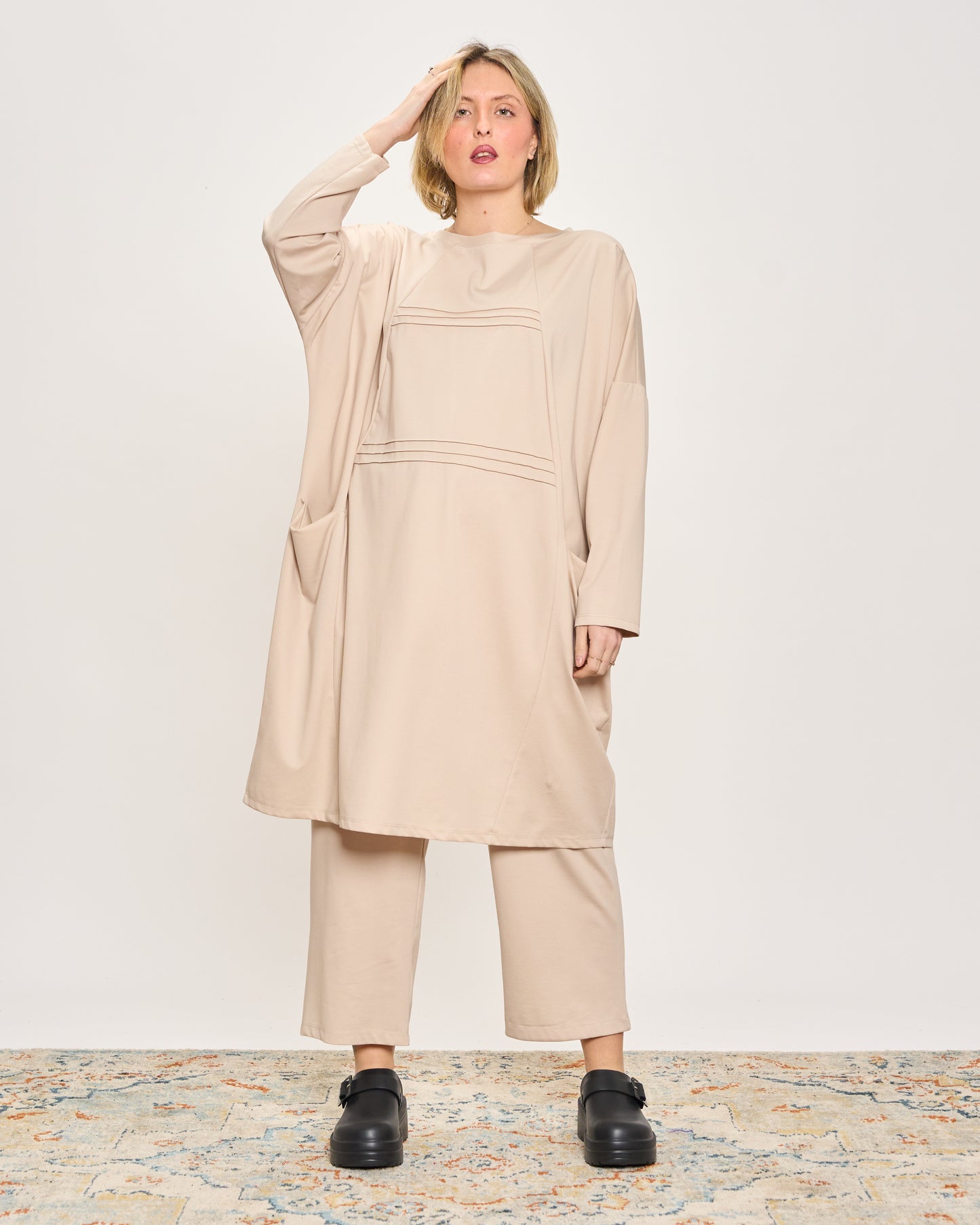 Short Dress with Pleated Detail