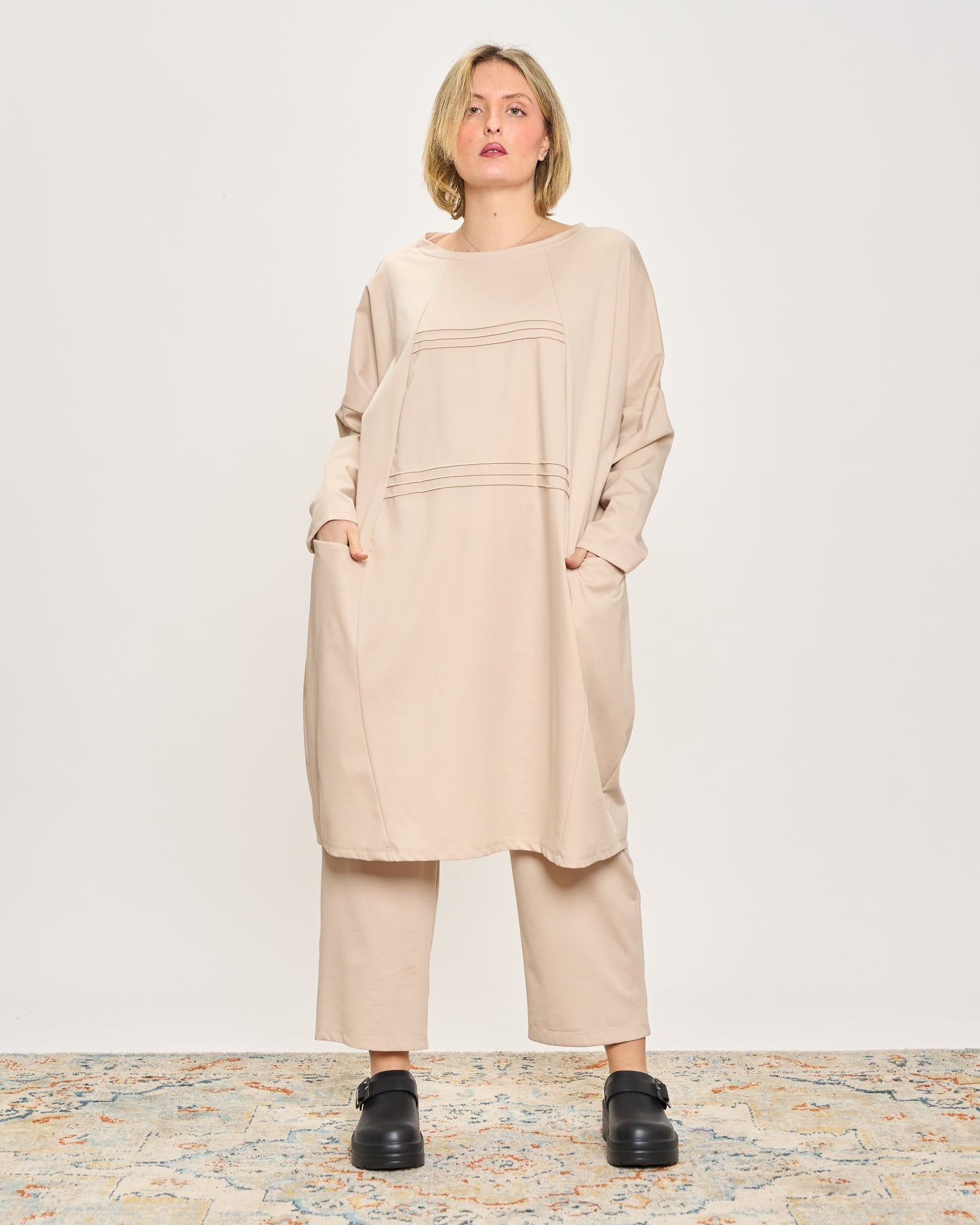 Short Dress with Pleated Detail