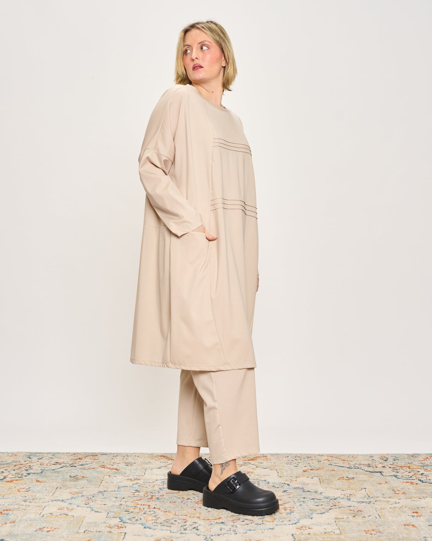 Short Dress with Pleated Detail