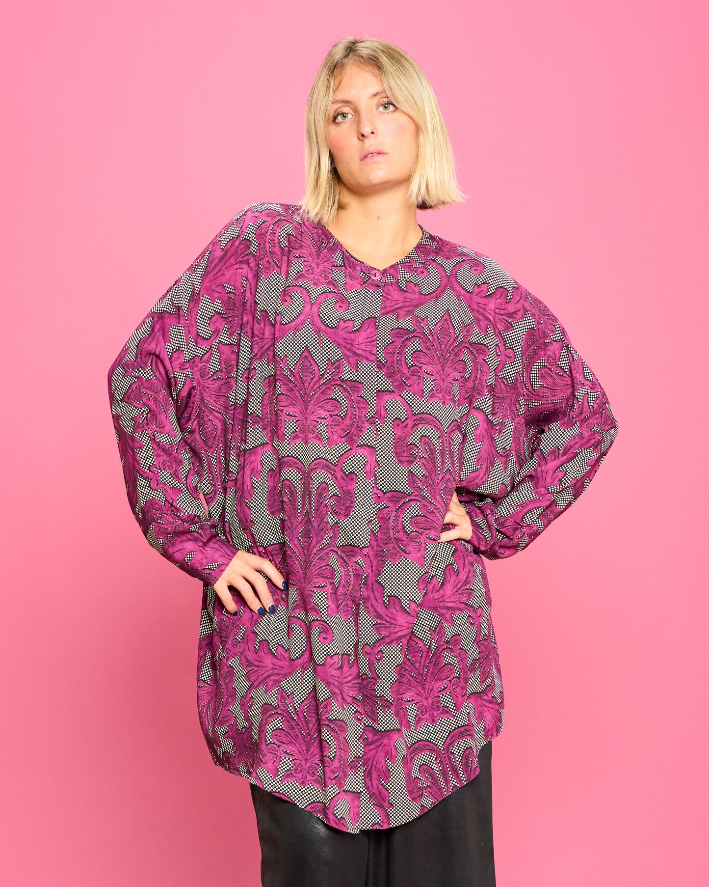 Blusa a Coreana in Viscosa Stampata