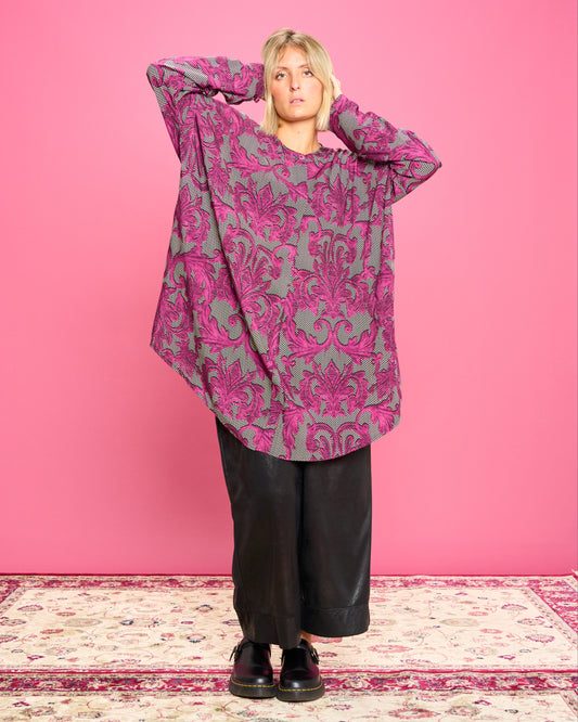 Blusa a Coreana in Viscosa Stampata