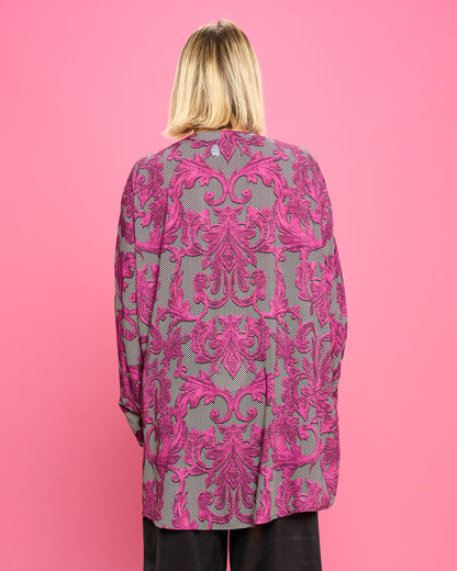 Blusa a Coreana in Viscosa Stampata