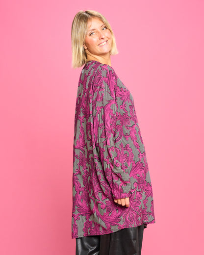 Blusa a Coreana in Viscosa Stampata