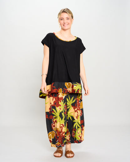 Maxi Blouse with Dropped Sleeve and Ruffle