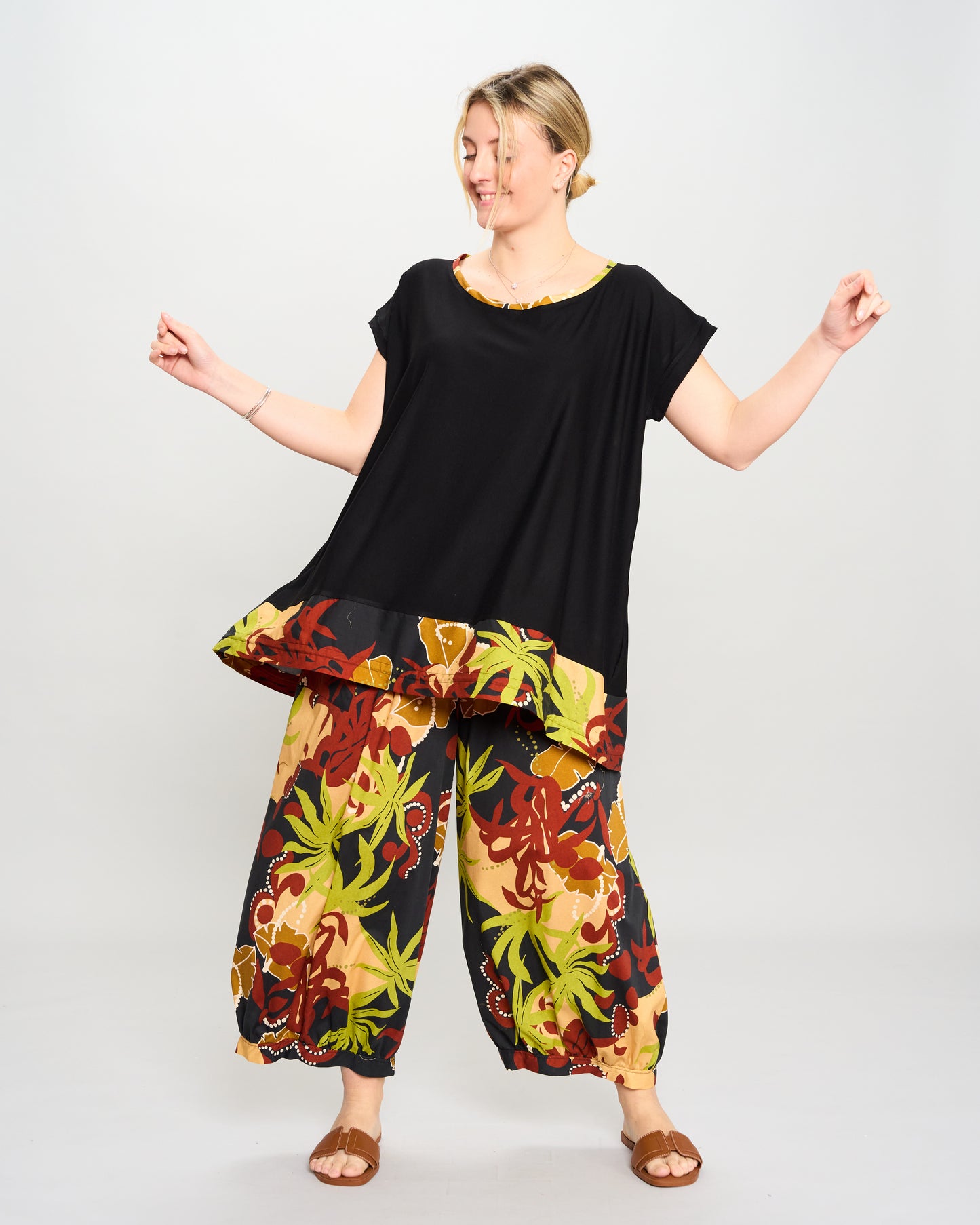 Maxi Blouse with Dropped Sleeve and Ruffle