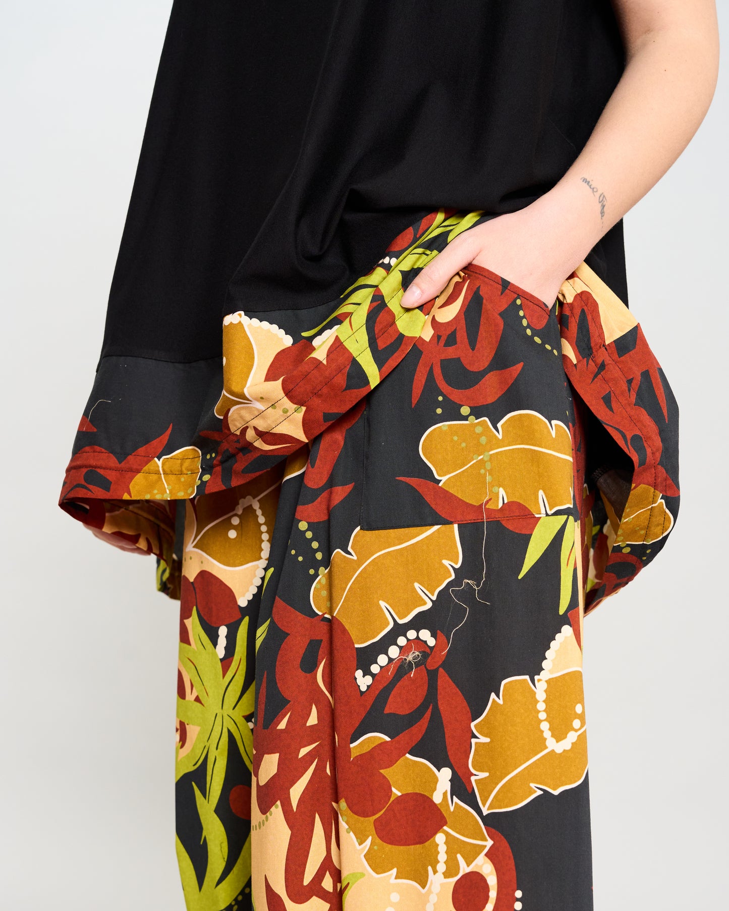 Maxi Blouse with Dropped Sleeve and Ruffle
