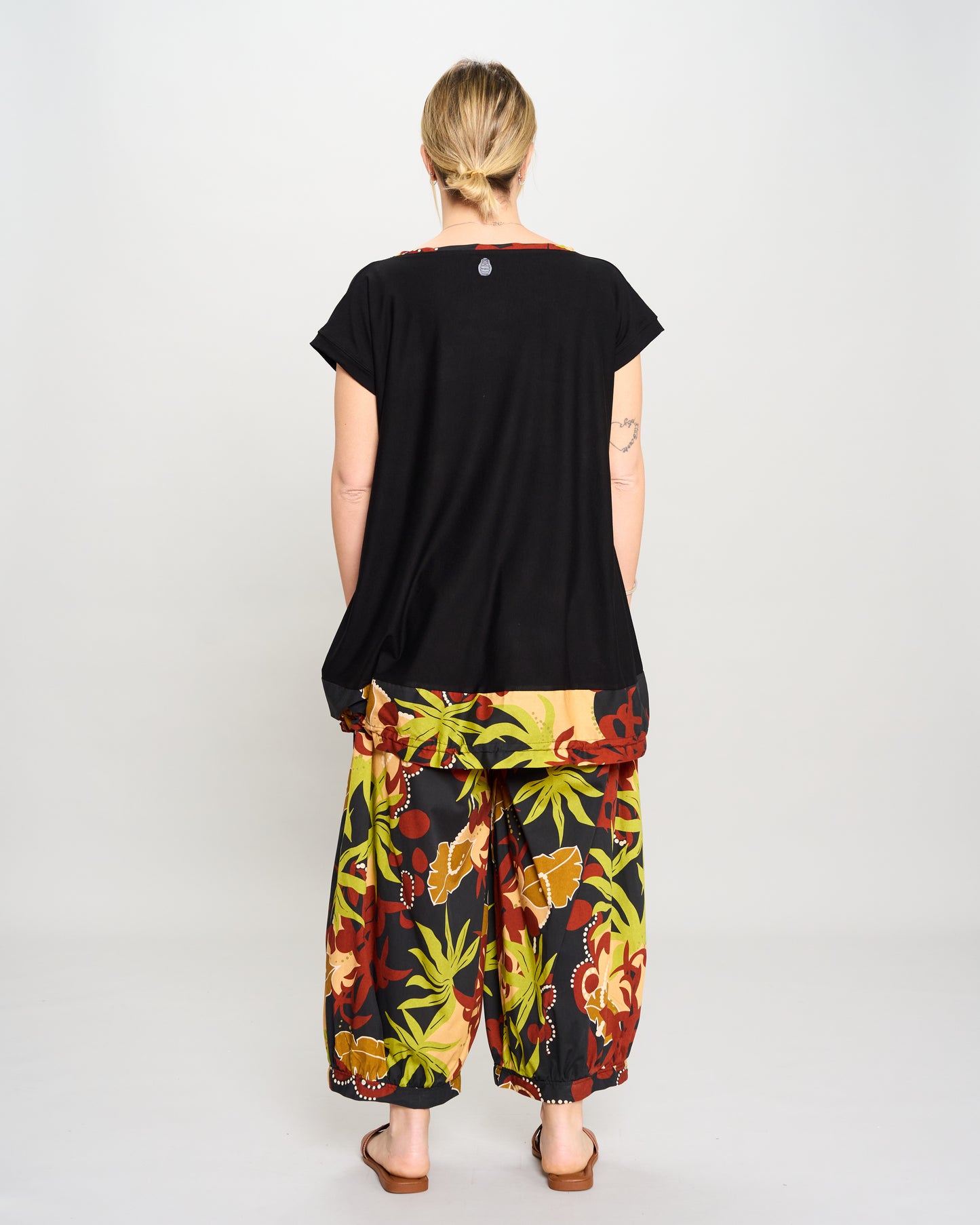 Maxi Blouse with Dropped Sleeve and Ruffle