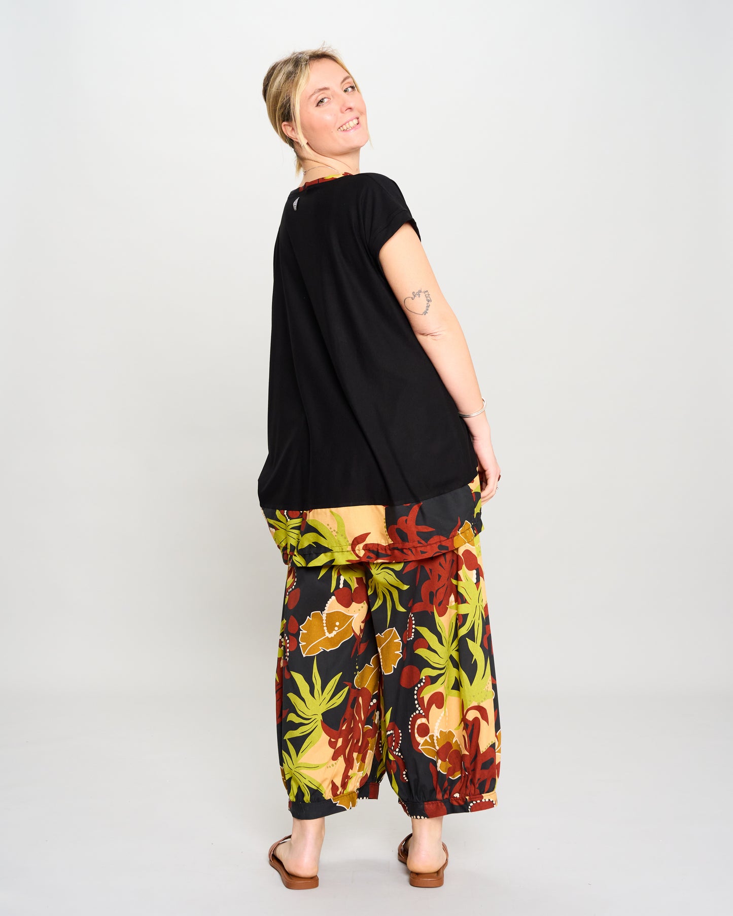 Maxi Blouse with Dropped Sleeve and Ruffle