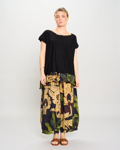Maxi Blouse with Dropped Sleeve and Ruffle