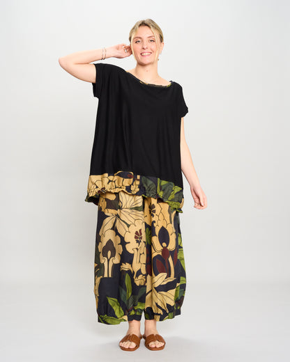 Maxi Blouse with Dropped Sleeve and Ruffle